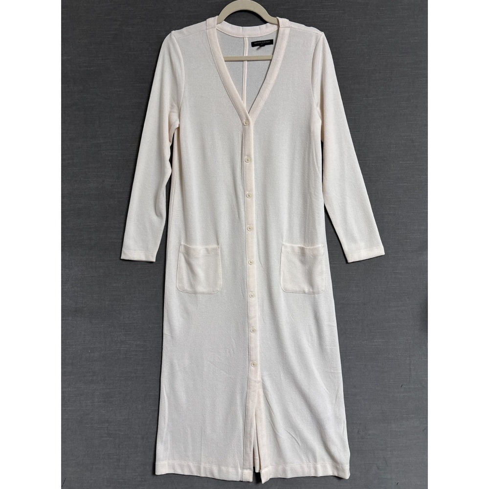 Banana Republic Sweater S Cream Long Duster Cardigan Minimalist Layering Neutral